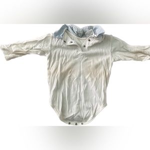 Baby Dior White Playsuit with Blue Patterned Collar